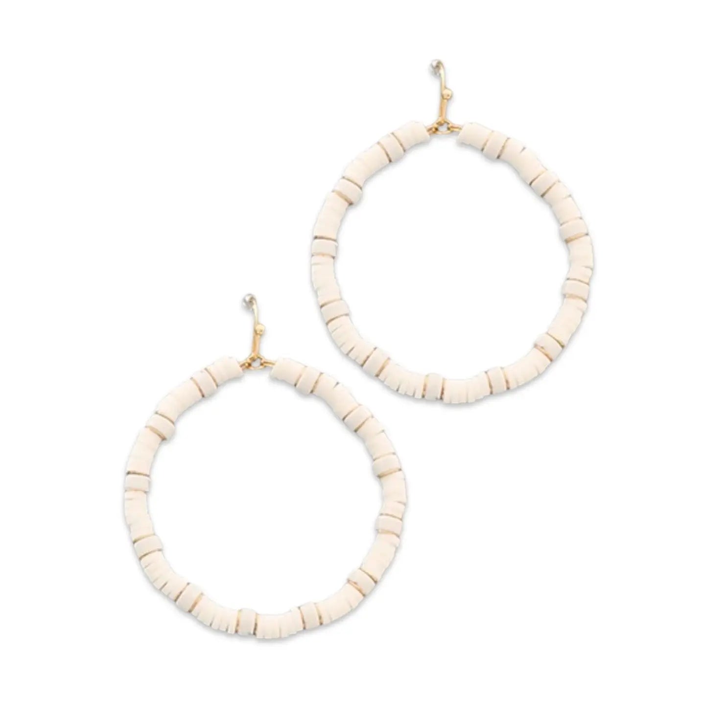 White Rubber Beaded Hoop Earring | Rubber Disc Hoop - Pierce and Hide