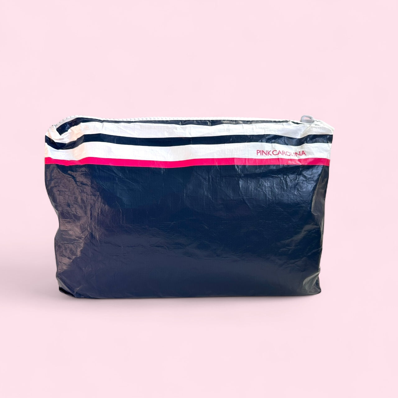 Water Resistant Tavel Bag Medium - Navy and Pink Stripe