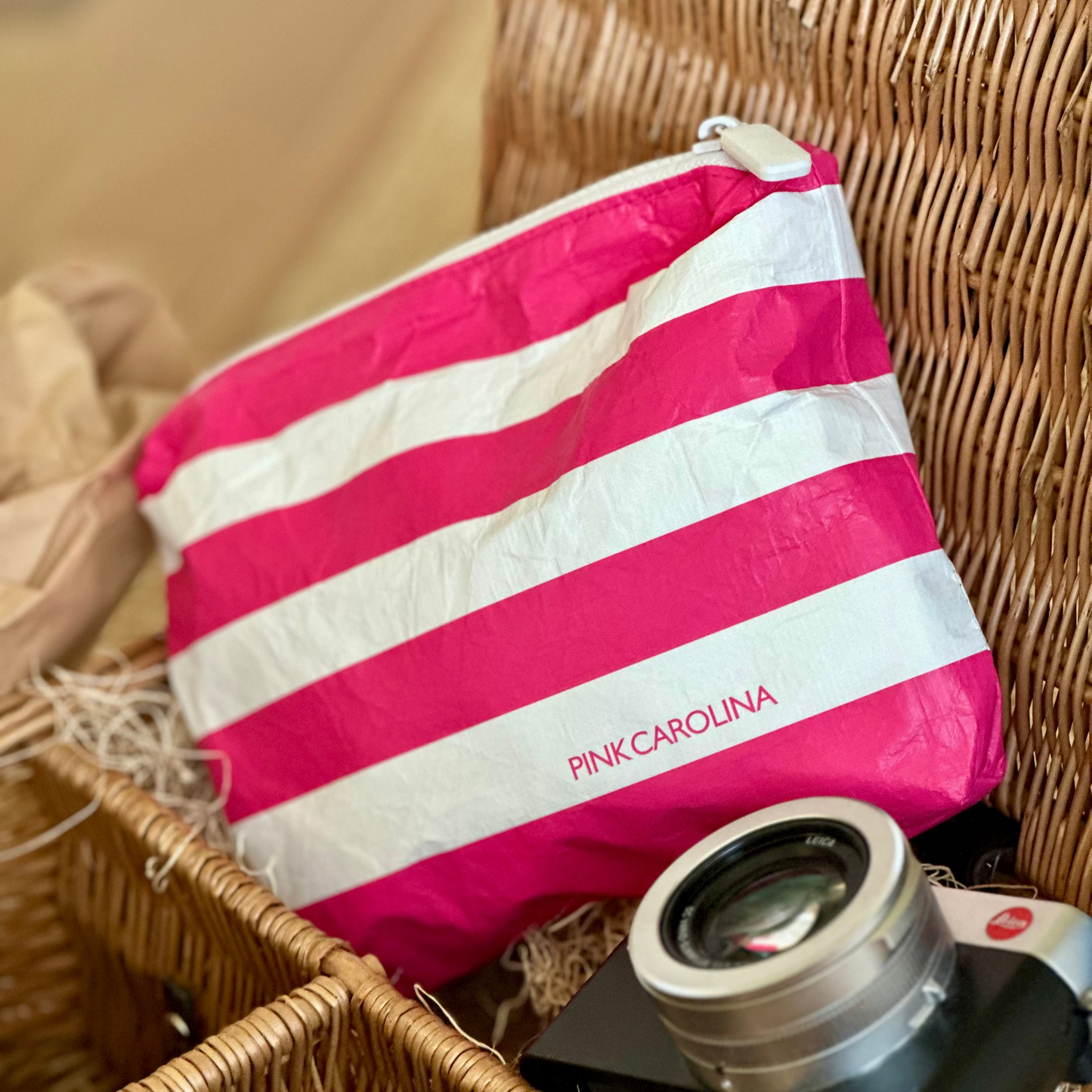 Water Resistant Travel Bag - Small - Pink Striped