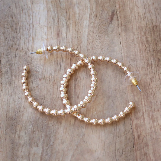 Gold Ball Hoop Earrings | Classic Gold Hoops - Pierce and Hide