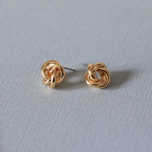 Gold Knot Stud Earrings | Classic Knot Stud - Pierce and Hide