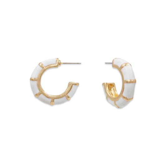 Petite White Bamboo Hoop | White Earrings | Custom Hoops - Pierce and Hide