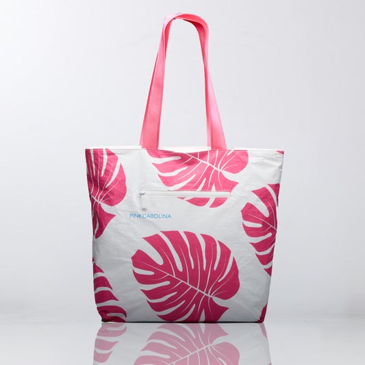 Anywhere Tote - Pink Monstera - Water Resistant