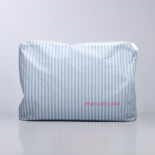 Water Resistant Travel Bag - Medium - Seersucker Blue Stripes